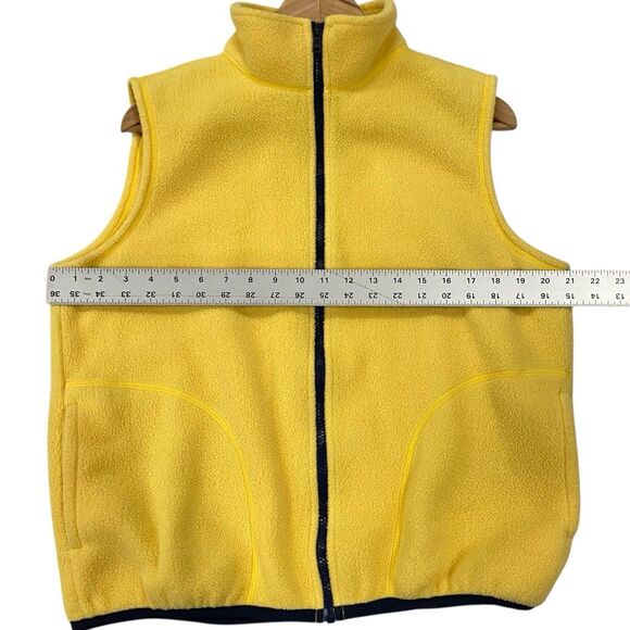 Vintage 90s L.L.Bean Bright Yellow Fleece Full Zip Vest Pockets Women’s Medium - Picture 11 of 12